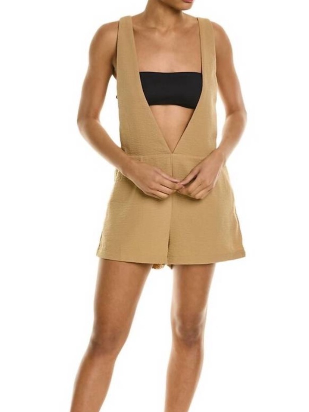 ONIA crinkle pull on romper in tan medium